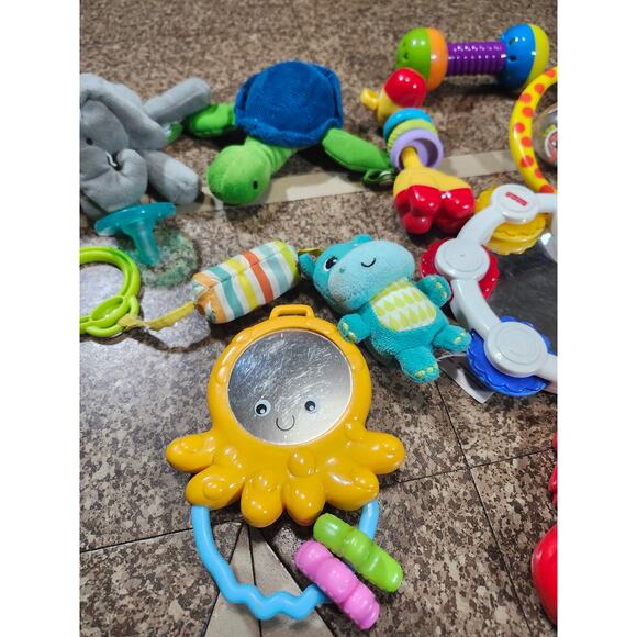 Lot of 17 Assorted Baby Toddler Toys Rattles Teethers Mirrors Crinkle Toy Bundle - Picture 5 of 8